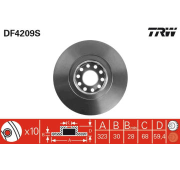 Brzdový kotouč TRW DF4209S