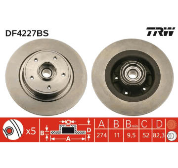 Brzdový kotouč TRW DF4227BS