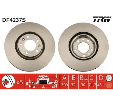 Brzdový kotouč TRW DF4237S