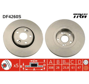 Brzdový kotouč TRW DF4260S