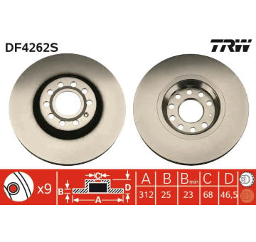 Brzdový kotouč TRW DF4262S