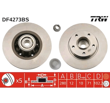 Brzdový kotouč TRW DF4273BS