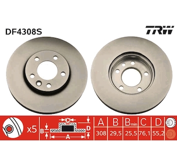 Brzdový kotouč TRW DF4308S