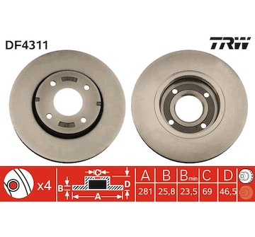 Brzdový kotouč TRW DF4311