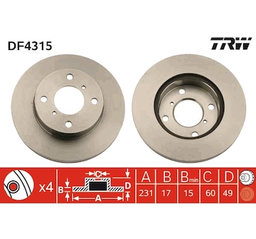 Brzdový kotouč TRW DF4315