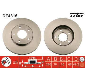 Brzdový kotouč TRW DF4316