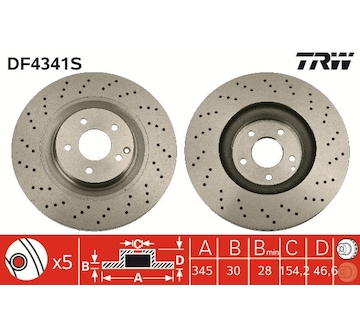 Brzdový kotouč TRW DF4341S