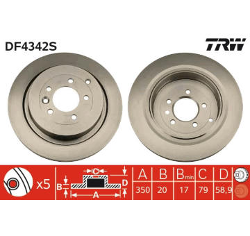 Brzdový kotúč TRW DF4342S