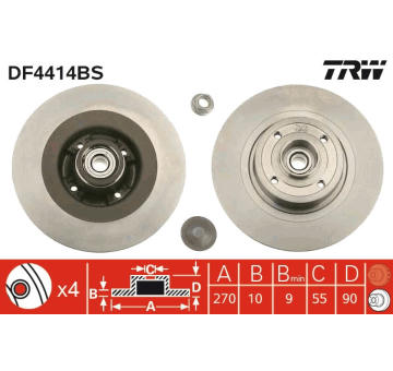 Brzdový kotouč TRW DF4414BS