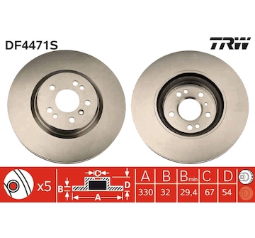 Brzdový kotouč TRW DF4471S