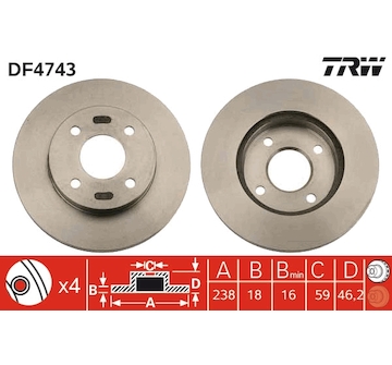 Brzdový kotouč TRW DF4743