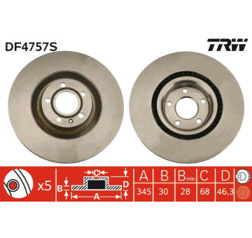 Brzdový kotouč TRW DF4757S