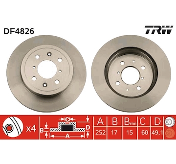 Brzdový kotouč TRW DF4826