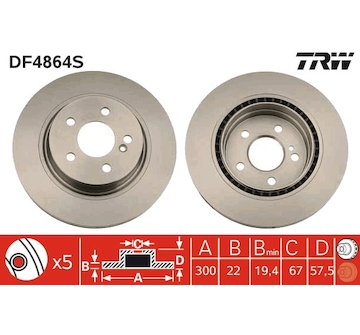 Brzdový kotouč TRW DF4864S