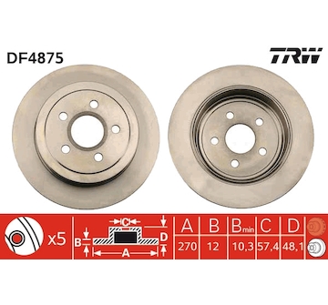 Brzdový kotouč TRW DF4875