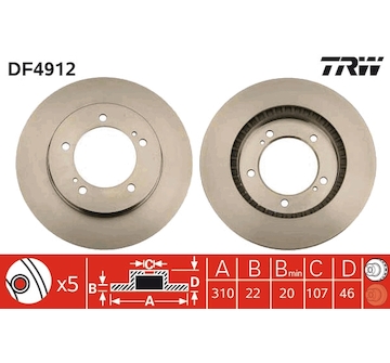 Brzdový kotouč TRW DF4912