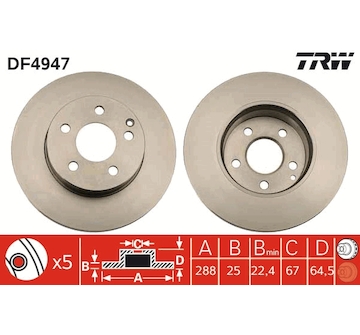 Brzdový kotouč TRW DF4947