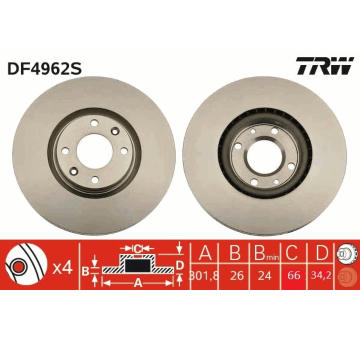 Brzdový kotouč TRW DF4962S