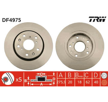 Brzdový kotúč TRW DF4975