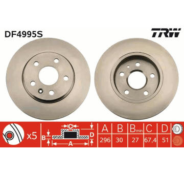 Brzdový kotouč TRW DF4995S