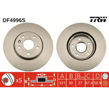 Brzdový kotúč TRW DF4996S