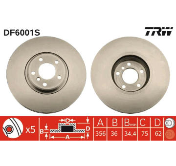 Brzdový kotouč TRW DF6001S