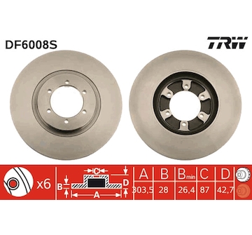 Brzdový kotouč TRW DF6008S