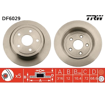 Brzdový kotouč TRW DF6029