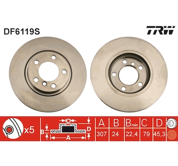 Brzdový kotouč TRW DF6119S