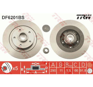 Brzdový kotouč TRW DF6201BS