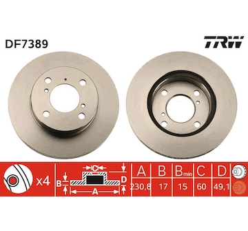 Brzdový kotouč TRW DF7389