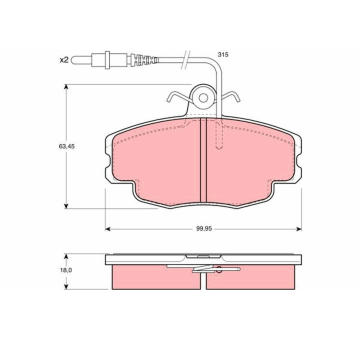 Sada brzdových destiček, kotoučová brzda TRW GDB114