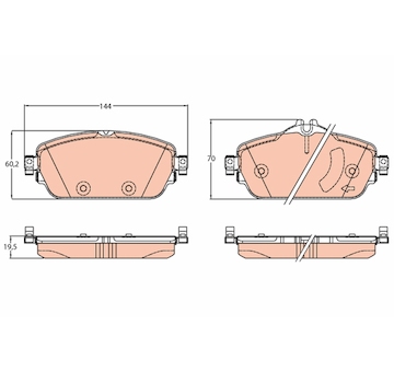 Sada brzdových destiček, kotoučová brzda TRW GDB2070