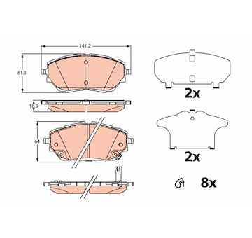 Sada brzdových destiček, kotoučová brzda TRW GDB2290