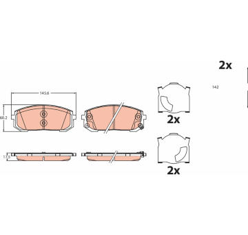 Sada brzdových destiček, kotoučová brzda TRW GDB2492