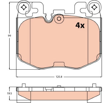 Sada brzdových destiček, kotoučová brzda TRW GDB2526