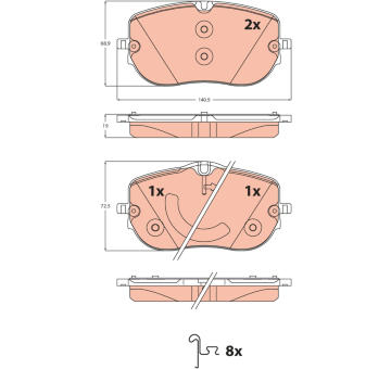 Sada brzdových destiček, kotoučová brzda TRW GDB2549