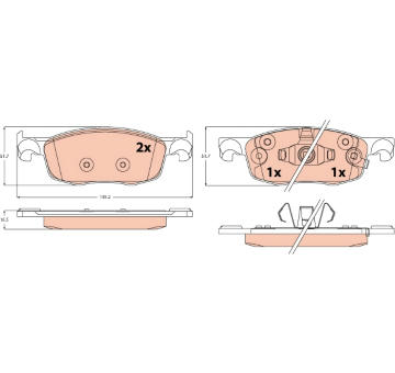 Sada brzdových destiček, kotoučová brzda TRW GDB2576