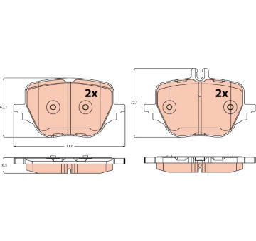Sada brzdových destiček, kotoučová brzda TRW GDB2595