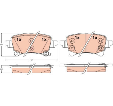 Sada brzdových destiček, kotoučová brzda TRW GDB2616