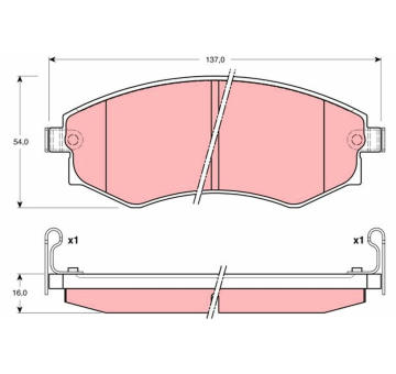 Sada brzdových destiček, kotoučová brzda TRW GDB3101