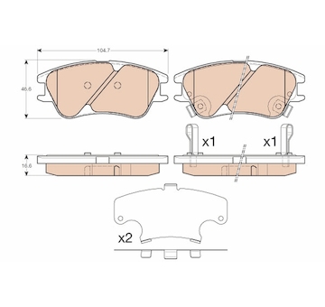 Sada brzdových destiček, kotoučová brzda TRW GDB3377