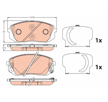 Sada brzdových destiček, kotoučová brzda TRW GDB3647
