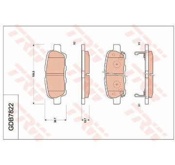 Sada brzdových platničiek kotúčovej brzdy TRW GDB7822