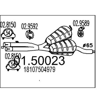 Střední tlumič výfuku MTS 01.50023