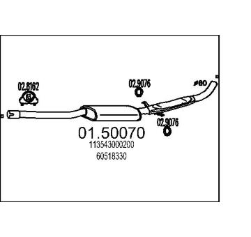 Střední tlumič výfuku MTS 01.50070