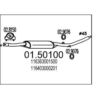 Střední tlumič výfuku MTS 01.50100