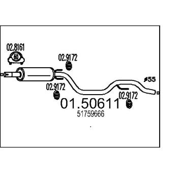Střední tlumič výfuku MTS 01.50611