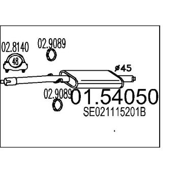 Střední tlumič výfuku MTS 01.54050