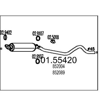 Střední tlumič výfuku MTS 01.55420